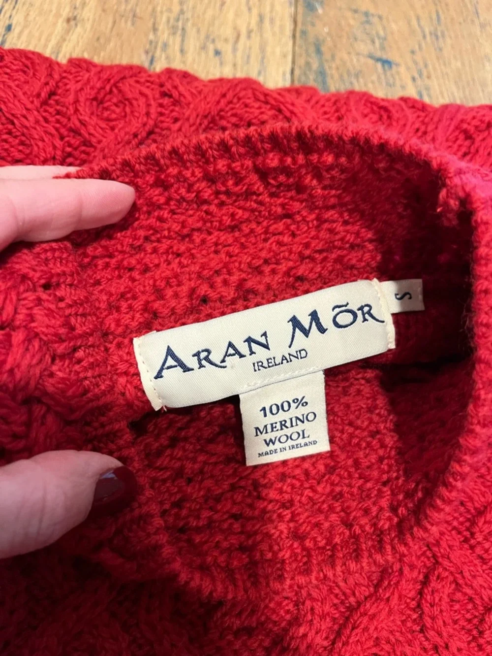 ARAN MÓR Red Cable Knit Sweater Size S - Picture 2 of 11